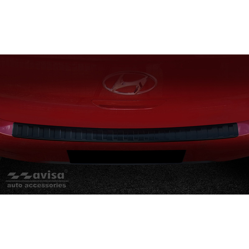 Black Stainless Steel Rear bumper protector  Hyundai i10 HB 5-doors 2019- 'Ribs'