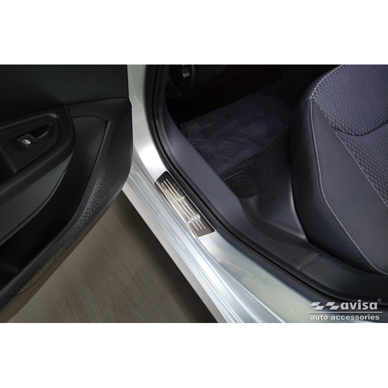 Inox door sill protectors  Skoda Fabia IV Hatchback 2021- 'Lines' - 4-pieces