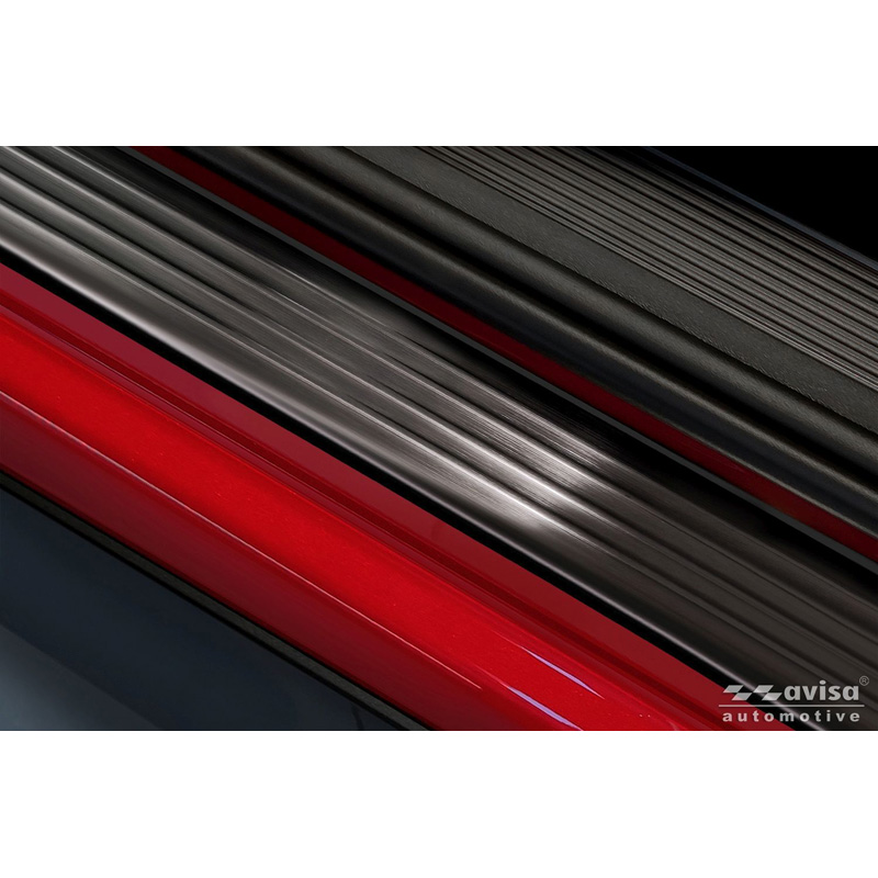 Avisa Black Inox door sill protectors  Volkswagen ID.3 2020-2023 & FL 2023- / Cupra Born 2021- / MG 4 2022- / MG HS II 2024- 'Lines' - 4-pieces