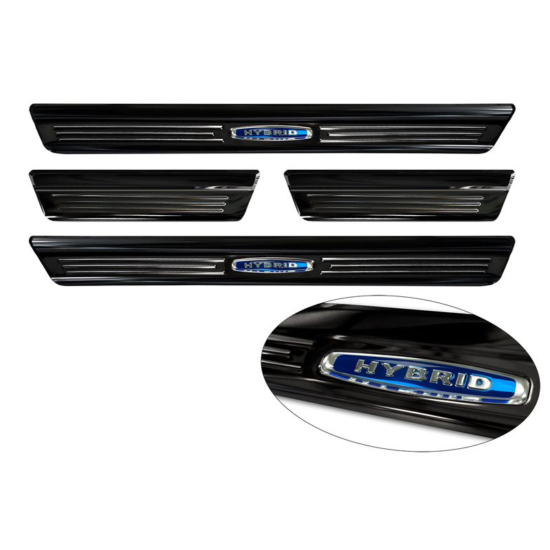 Black Inox door sill protectors  Volkswagen Golf VIII Hatchback/Variant 2020-2024 & FL 2024- 'Hybrid' - 4-pieces