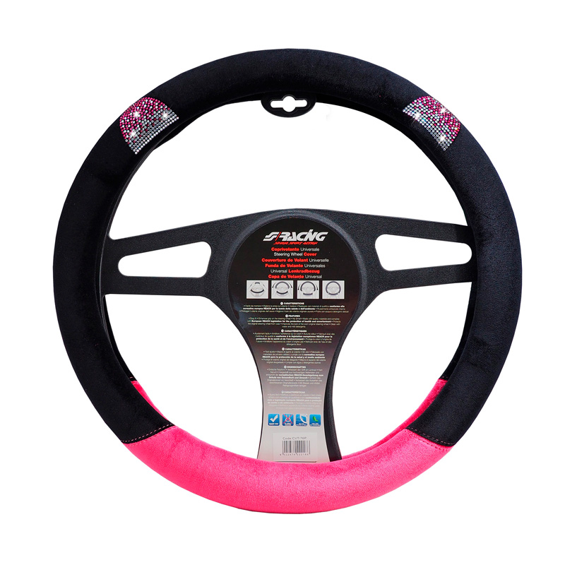 Simoni Racing Steering Wheel Cover Pussycat - Black/Pink - 37-39cm