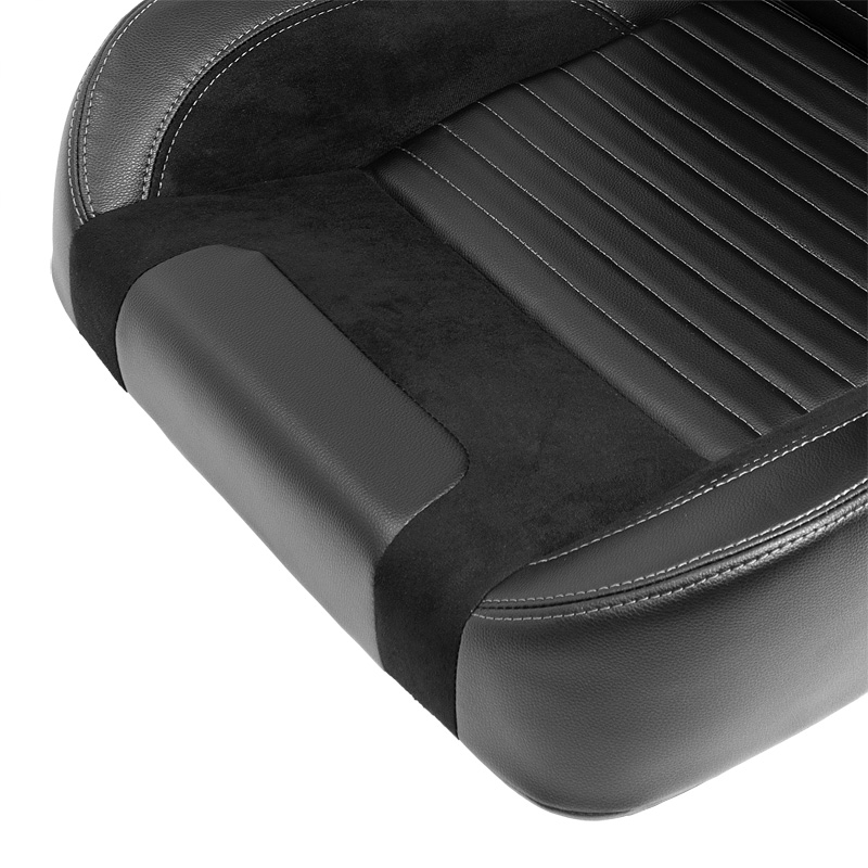 Sport seat 'Classic II ' - Black Synthetic Leather + Suede + Grey stitching - Left-side reclinable back-rest - incl. slides