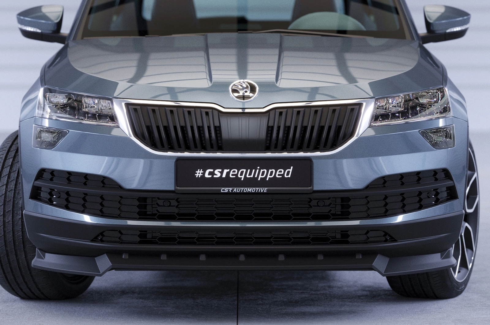 Voorspoiler passend voor Skoda Karoq 2017–heden – CSR Automotive – Glans Zwart