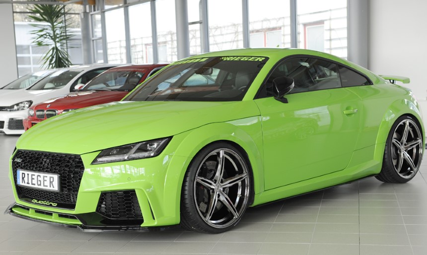 Voorspoiler passend voor Audi TT RS 8J1-FV/8S 16-18 Zwart Glans Rieger