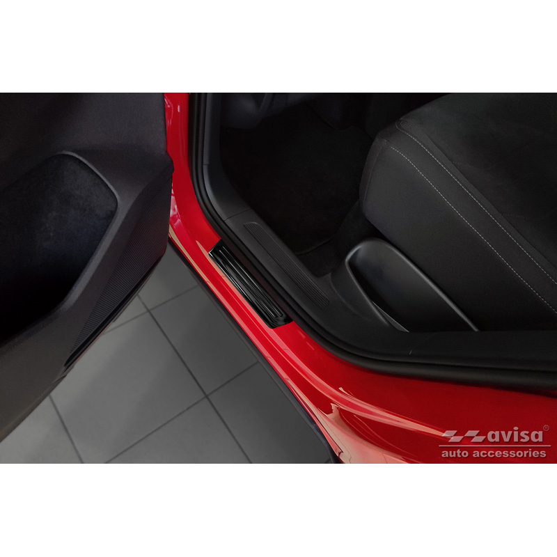 Black Inox door sill protectors  Volkswagen Tiguan II 2016-2020 & FL 2020-2024 'Hybrid' - 4-pieces