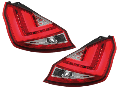 Ford Fiesta LED Tail Lights Red/Chrome 08-