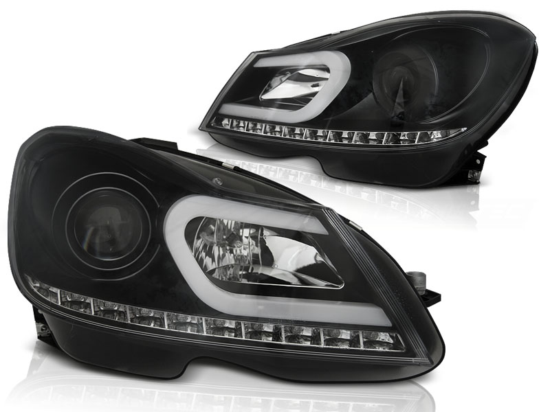 Headlights Mercedes C-Klasse W204 2011- with Lightbar black