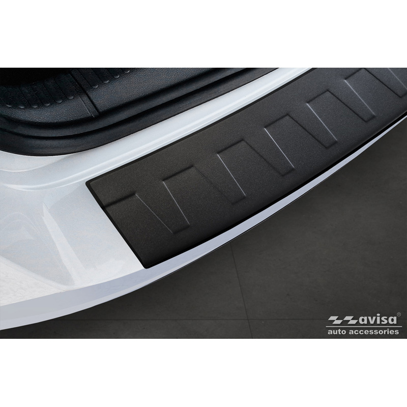 Matt Black Stainless Steel Rear bumper protector  Skoda Octavia Combi RS (5E5) 2013-2017 & FL 2017-2020 'Ribs'