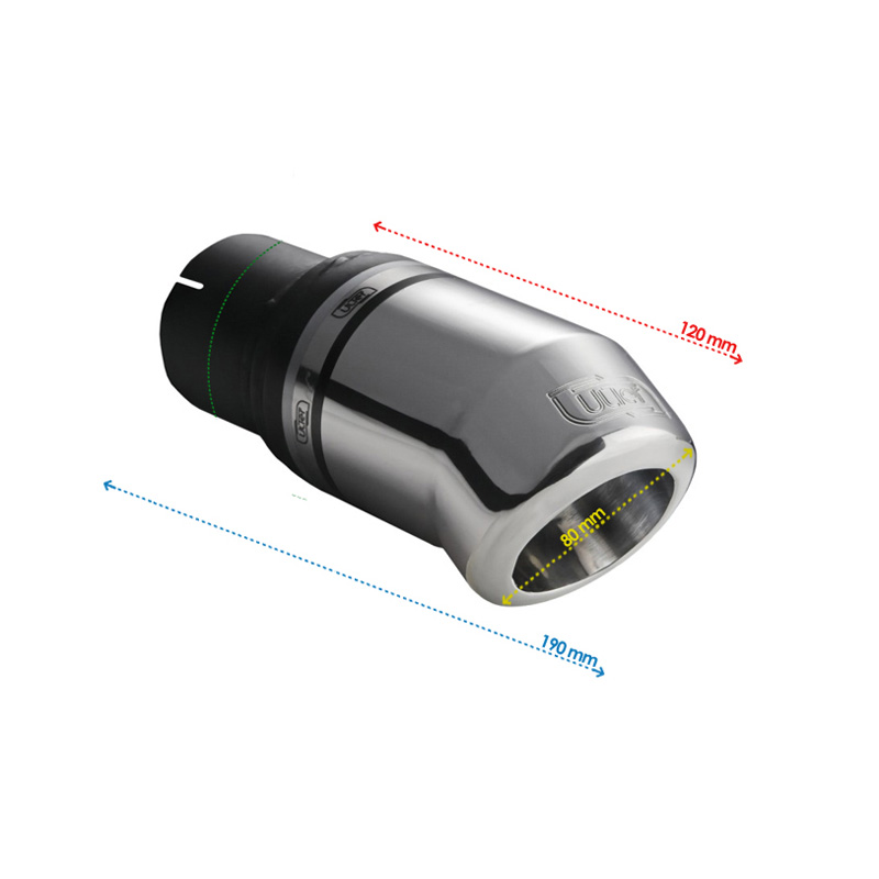 Ulter Sport Exhaust finisher - Round Ø80mm Down - Length 120mm - Installation ->50mm - Inox