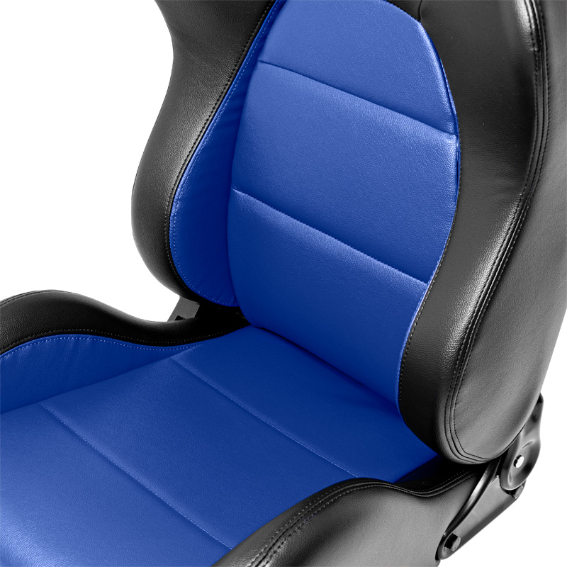 Sport seat 'Eco' - Black/Blue Synthetic leather - Right-side reclinable back-rest - incl. slides