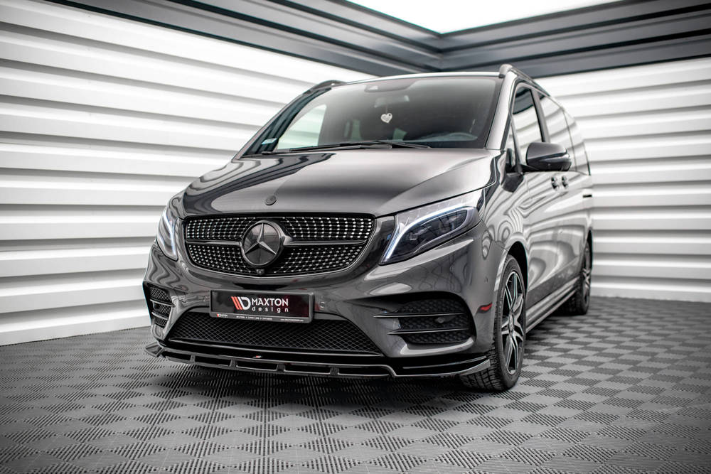 Voorspoiler passend voor Mercedes V-Klasse W447 AMG-Line Maxton Design glans zwart V.5