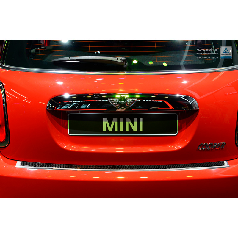 Stainless Steel Rear bumper protector 'Deluxe'  Mini One/Cooper F56 3-doors 3/2014- Chrome/Black Carbon