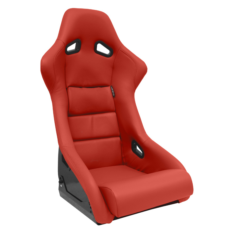 Sport seat 'BS1' - Red Synthetic leather - Non-reclinable fibreglass back-rest - incl. slides