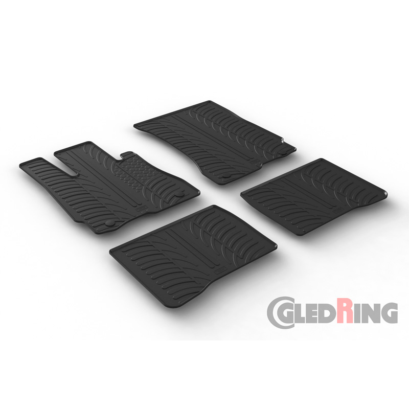 Rubber car mats set  Mercedes S-Class W221 2005-2013 (T profile 4-pieces + mounting clips)