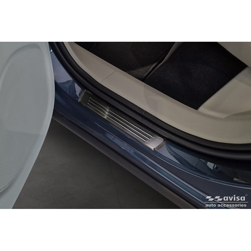 Black Inox door sill protectors  Volvo XC60 II 2017-2021 & FL 2021- incl. R-Design- - 'Lines' - 4-pieces