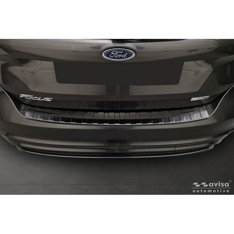Black Stainless Steel Rear bumper protector  Ford Focus III HB Facelift 2014-2018 & Fiësta 2017-2023 'Ribs'