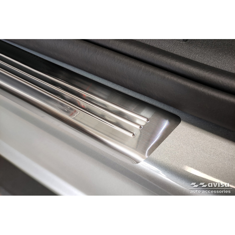 Stainless Steel Door sill protectors  Skoda Enyaq 2020- 'Lines' - 4-pieces