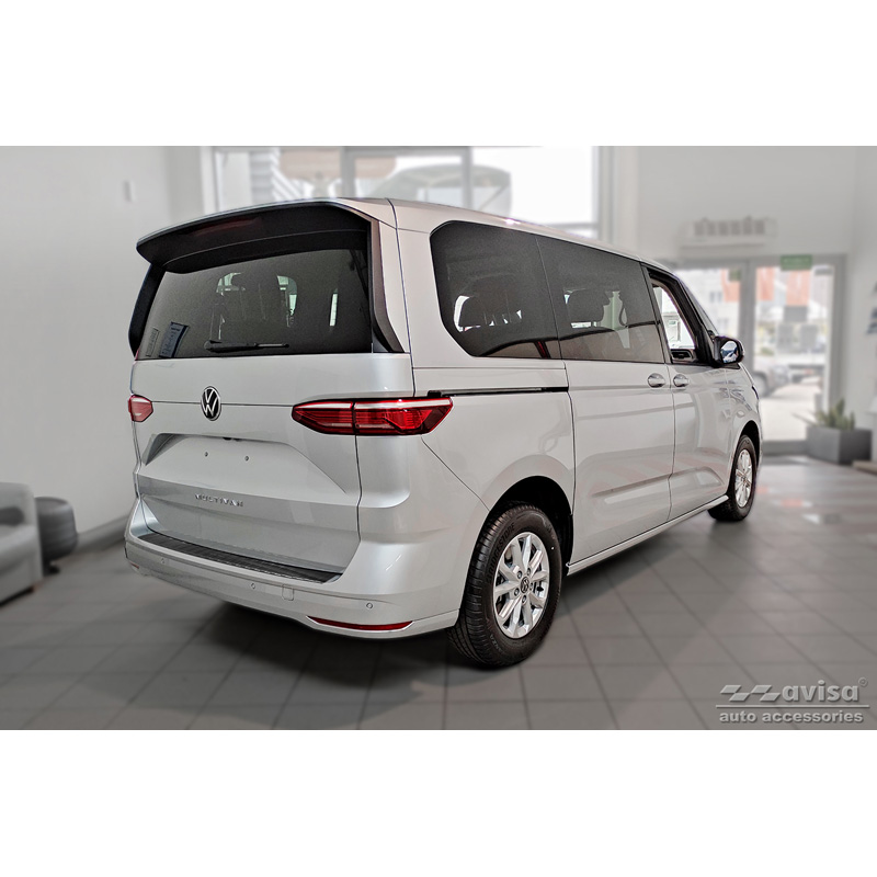 Black Stainless Steel Rear bumper protector  Volkswagen Multivan T7 2021- 'Ribs'
