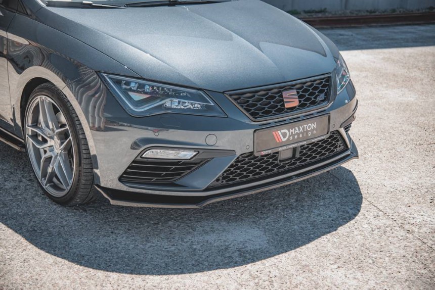 Voorspoiler passend voor Seat Leon FR 5F Maxton Design glans zwart V.7