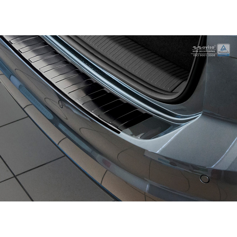 Black Stainless Steel Rear bumper protector  Volkswagen Golf VII Sportsvan 2014- 'Ribs'