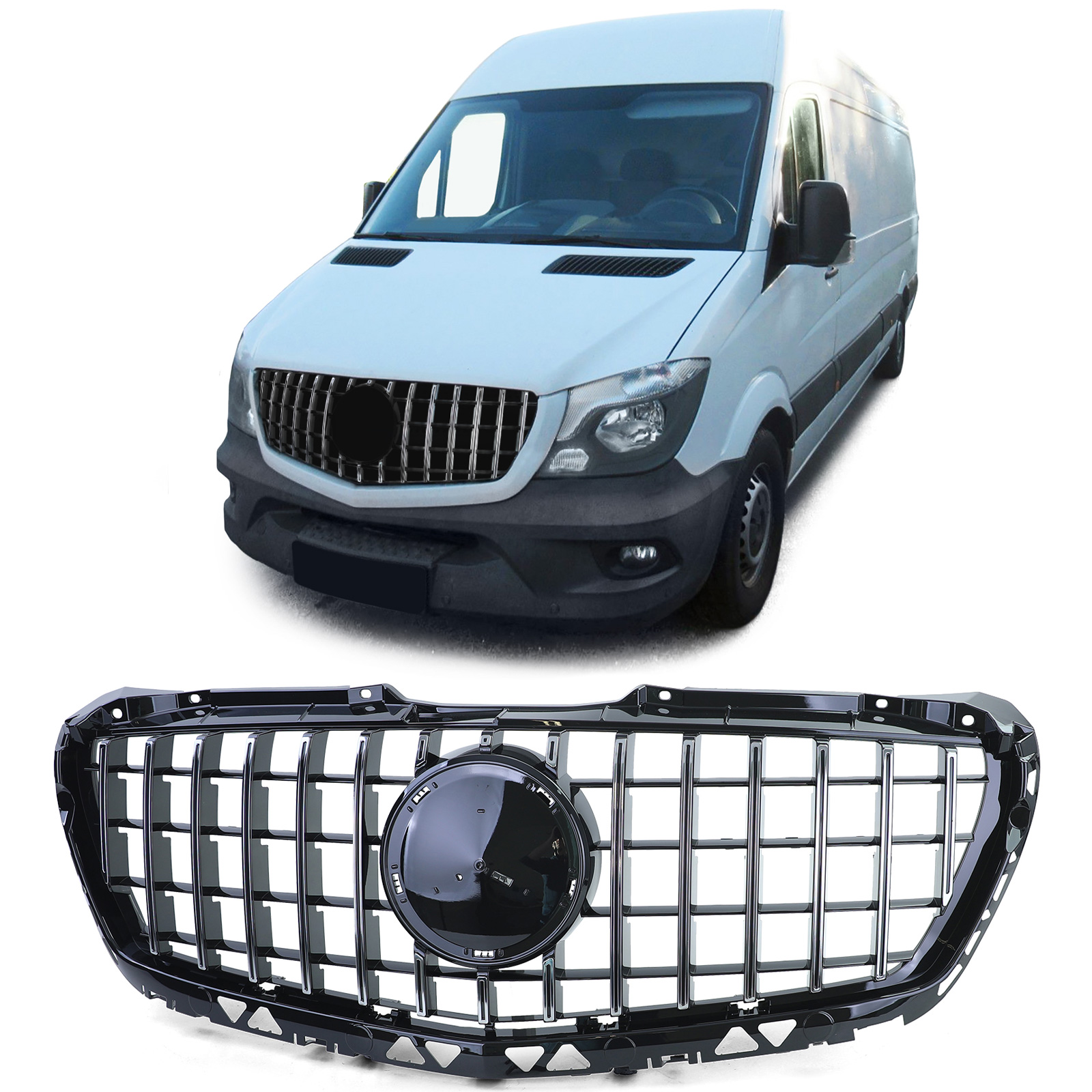 Grill passend voor Mercedes Sprinter W906 Facelift 13-18 Chroom AMG Look