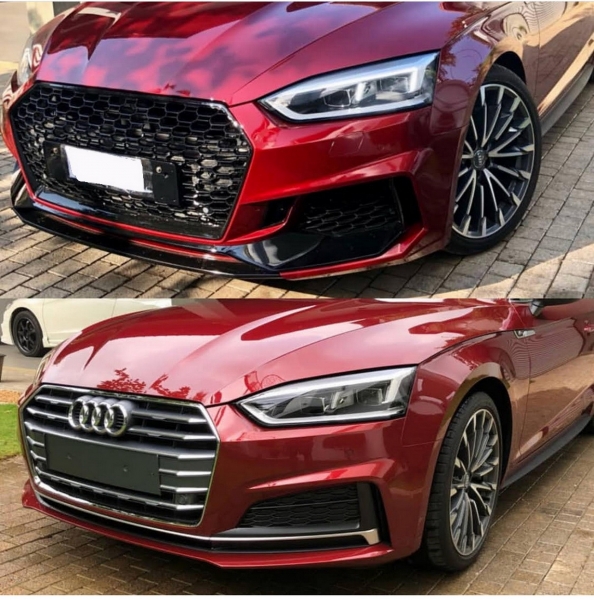 Voorbumper passend voor Audi A5 5F 16-19 RS5 Look incl. grillen