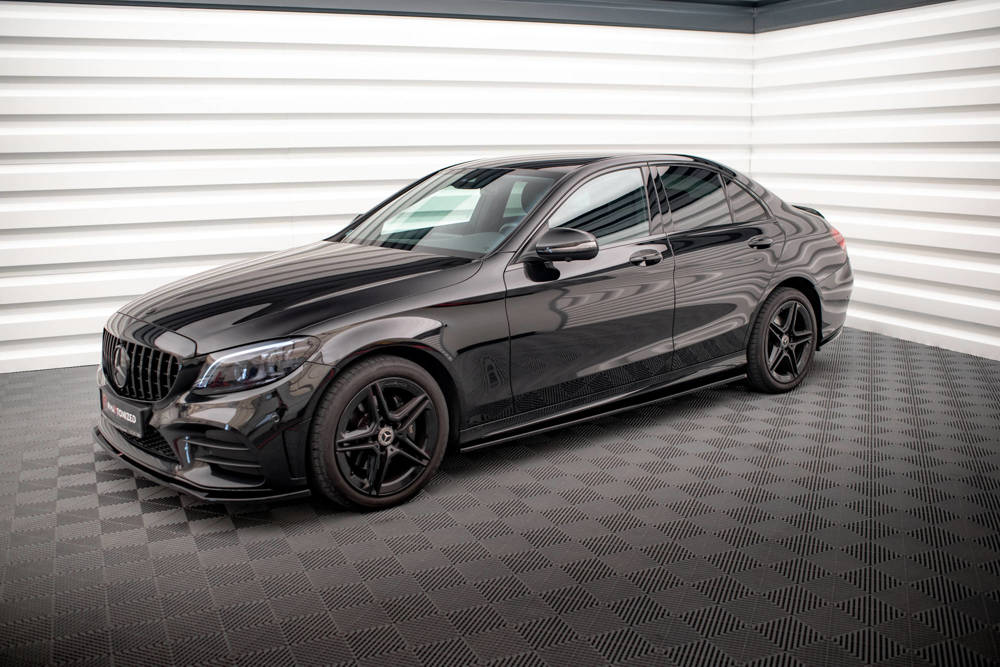 Zijskirts passend voor Mercedes C Klasse AMG Line & C43 AMG W205 Facelift Maxton Glans Zwart