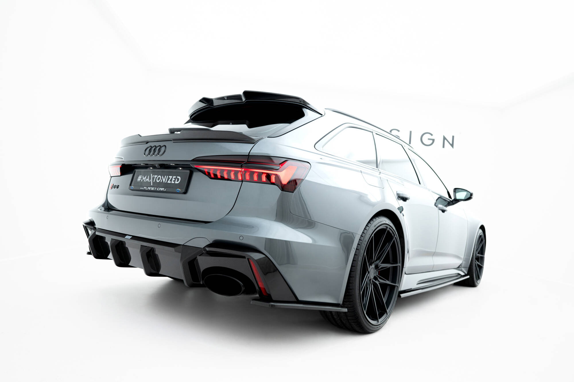 Carbon Fiber Achter Diffuser passend voor Audi RS6 C8 Maxton Glanzend zwart