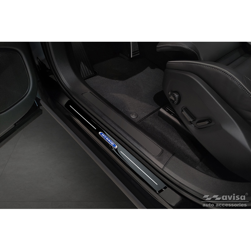 Mirror Black Inox door sill protectors  Volvo XC60 II 2017-2021 & Facelift 2021- - 'Hybrid' - 4-pieces