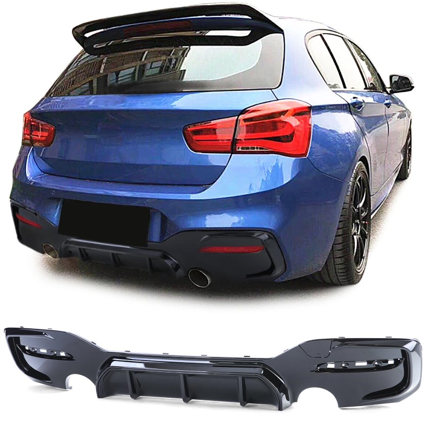 Diffuser passend voor BMW 1-Serie F20 / F21 Facelift M-Pakket Glans Zwart