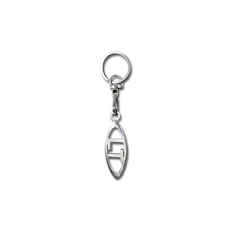 Stainless steel key chain - 'LT' in an ellipse (silver)