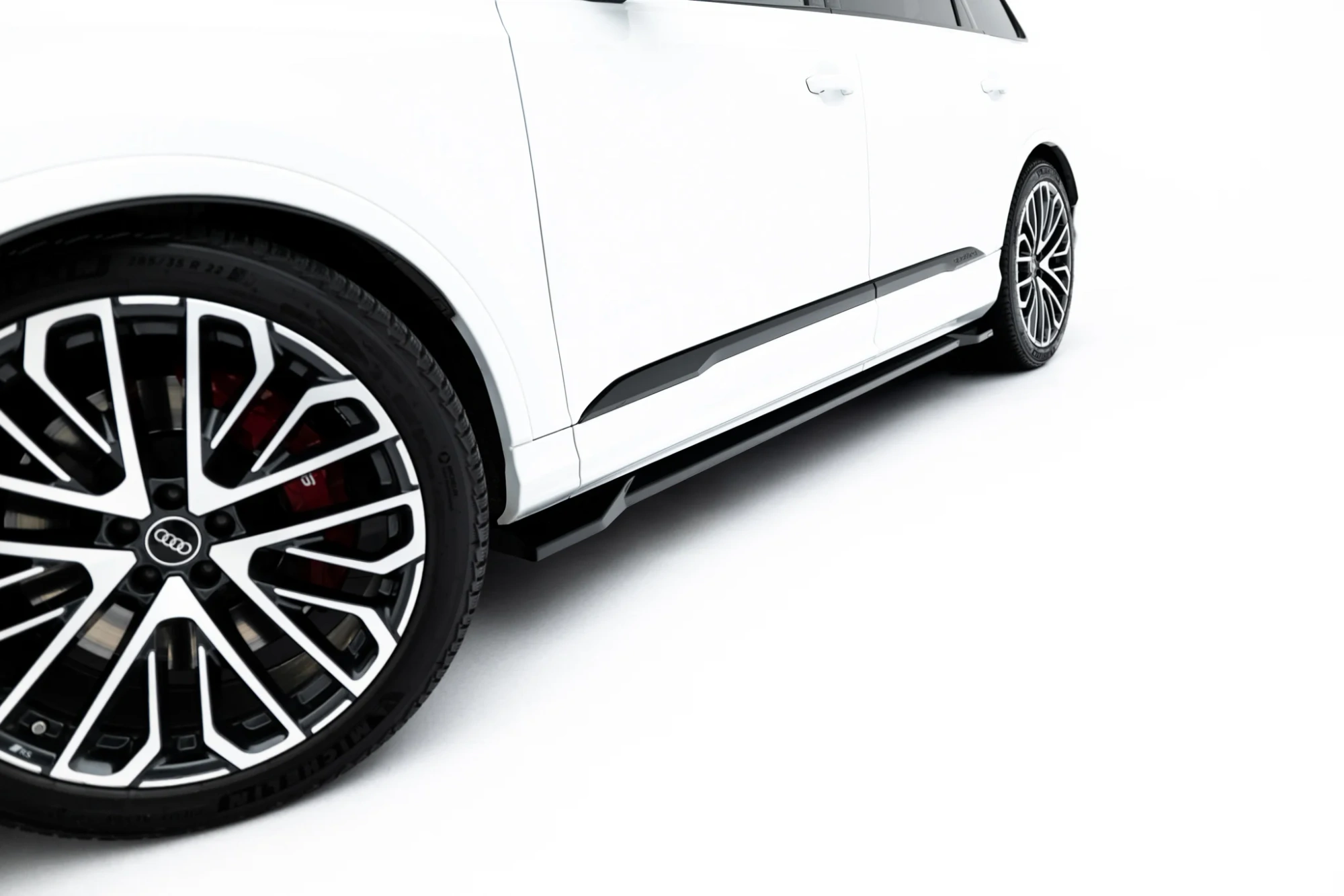 Zijskirts passend voor Audi Q7 S-Line MK2 Facelift 2 Maxton Glanzend zwart