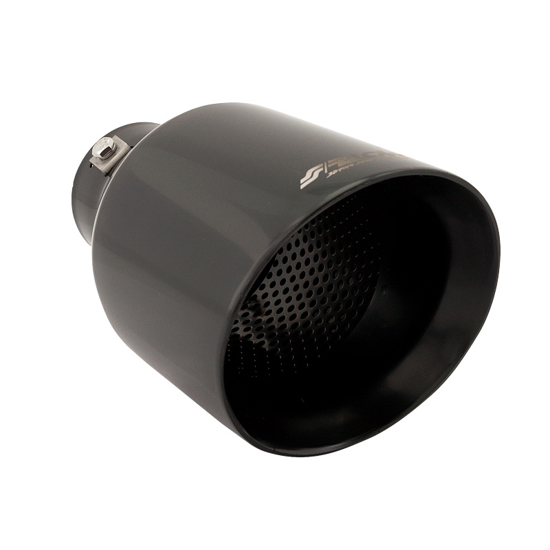 Simoni Racing Exhaust Tip Round/Slanting Inox Black - Ø115xL210mm - Installation 38-63mm