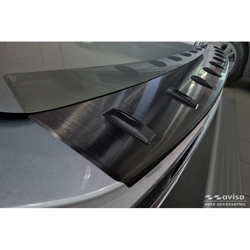 Black Stainless Steel Rear bumper protector  Volkswagen Passat Variant (CJ5) incl. R-Line & Hybrid 2024- 'STRONG EDITION'
