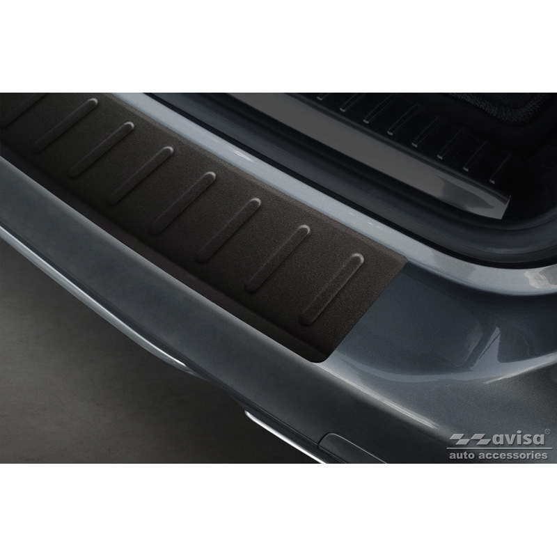 Matt Black Stainless Steel Rear bumper protector  Mercedes C-Class W205 Kombi 2014-2021 'Ribs'