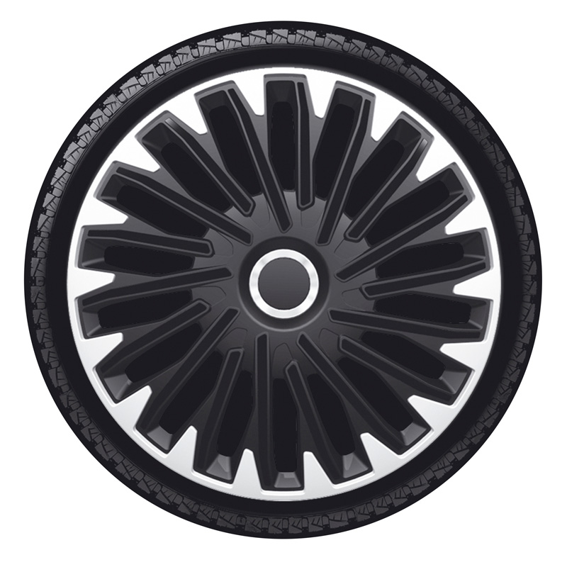 Set wheel covers Quantum Pro 13-inch silver/black + chrome ring