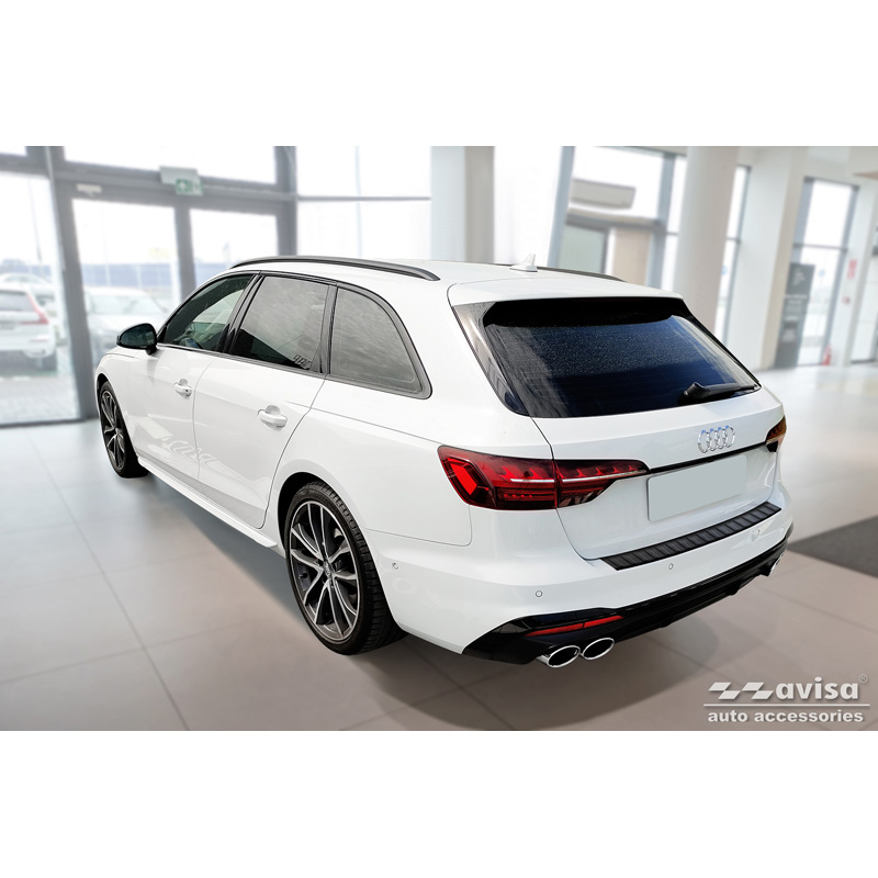 Matt Black Stainless Steel Rear bumper protector  Audi A4 Avant S-Line 2015-2019 & Facelift 2019- 'Ribs'