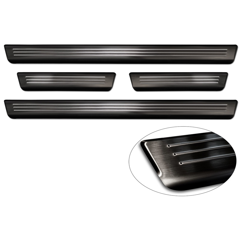 Black Inox door sill protectors  Volkswagen ID.5 2021- - 'Lines' - 4-pieces