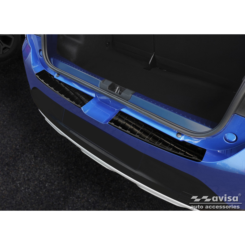 Black Stainless Steel Rear bumper protector  Dacia Sandero III 2020-2022 & Facelift 2022- incl. Stepway 'Ribs' (2-pieces)