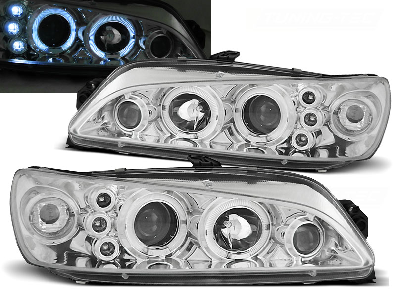 Headlights Peugeot 306 97-99 Chrome + HaloRims