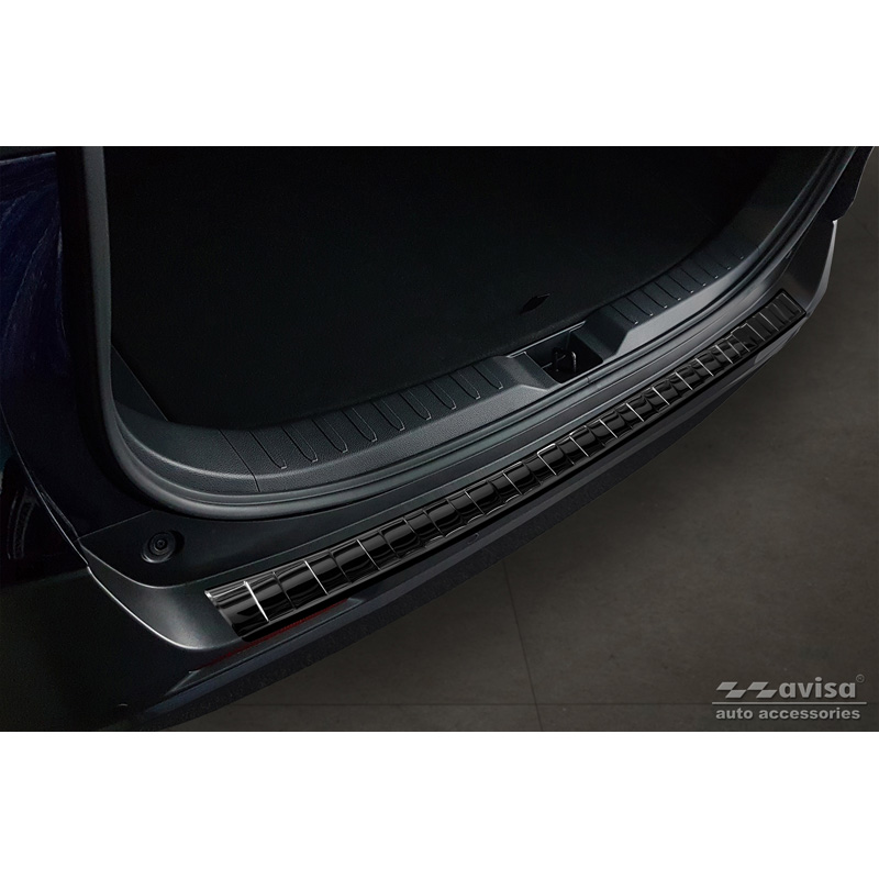 Black Mirror Stainless Steel Rear bumper protector  Toyota RAV4 V 2018- & Suzuki Across 2020- 'Ribs'