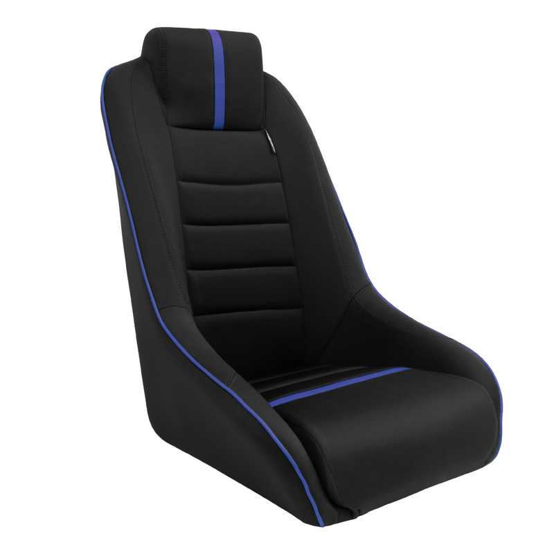 Sport seat 'Classic RS' - Black/Blue - Non-reclinable back-rest + Integrated head-rest - incl. slides