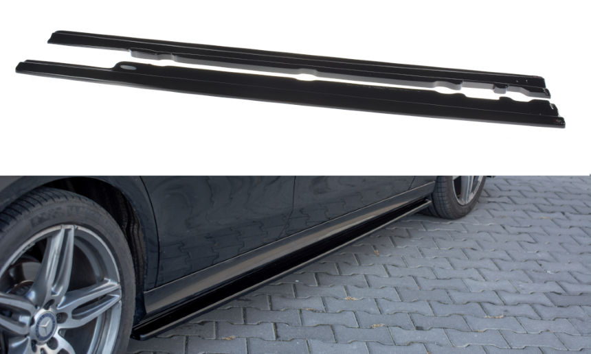Zijskirts passend voor Mercedes E43 AMG/AMG-Line W213 Maxton Design glans zwart