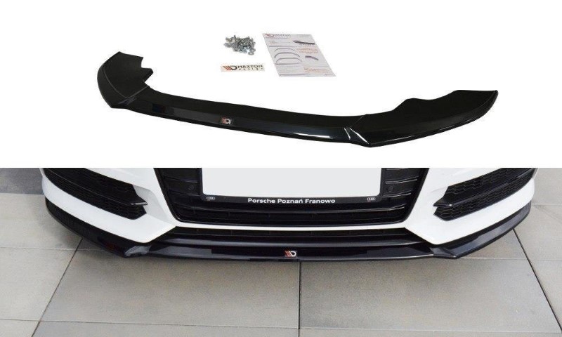 Voorspoiler passend voor Audi S6 / A6 S-Line C7 FL V.1 Glanzend Zwart