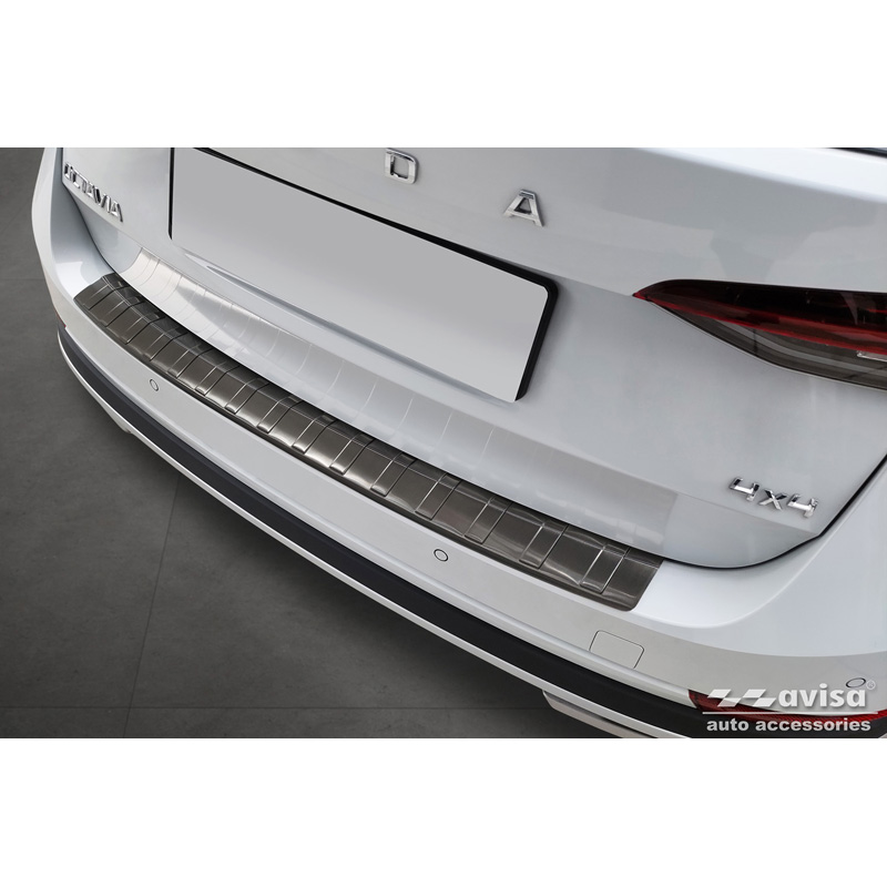 Black Stainless Steel Rear bumper protector  Skoda Octavia Scout (NX5) 2020- 'Ribs'
