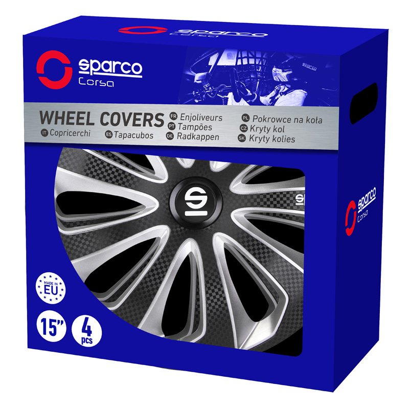 Sparco Wheel Covers Sicilia - 16-inch - Black/Silver/Carbon - Set of 4 pieces