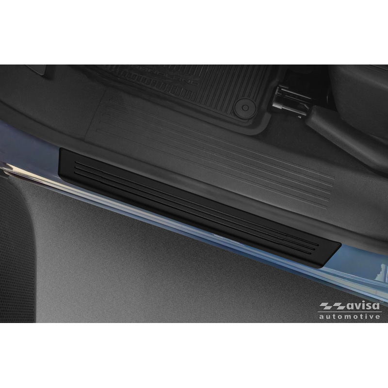 Avisa Black Stainless Steel door sill protectors  Opel Grandland (EV) 2024- - 'Lines' - 4-pieces