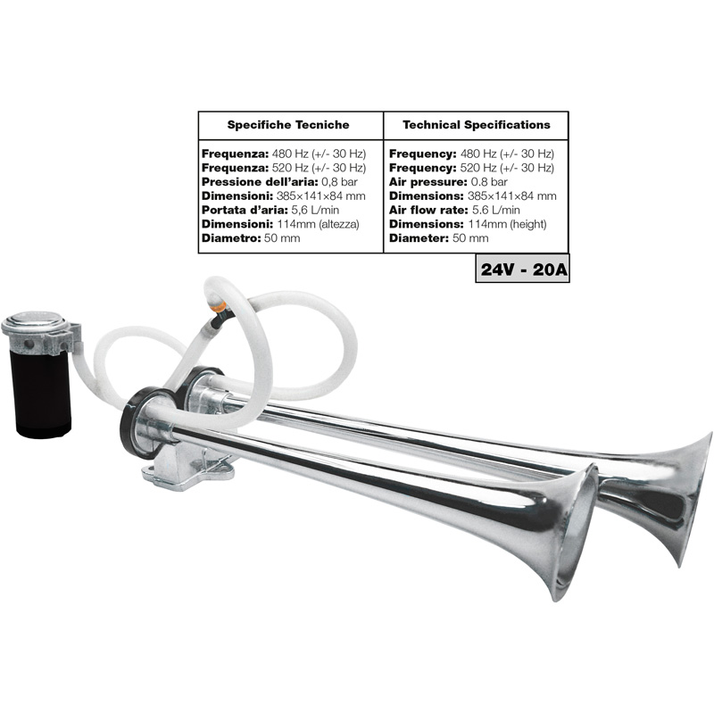 Simoni Racing Air Horn 1-tone - Bus - 24V 118dB - Aluminium