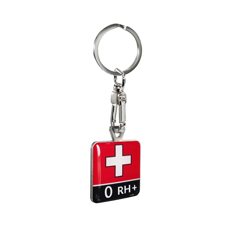 Stainless steel key chain - 'Blood Type' 0 RH+