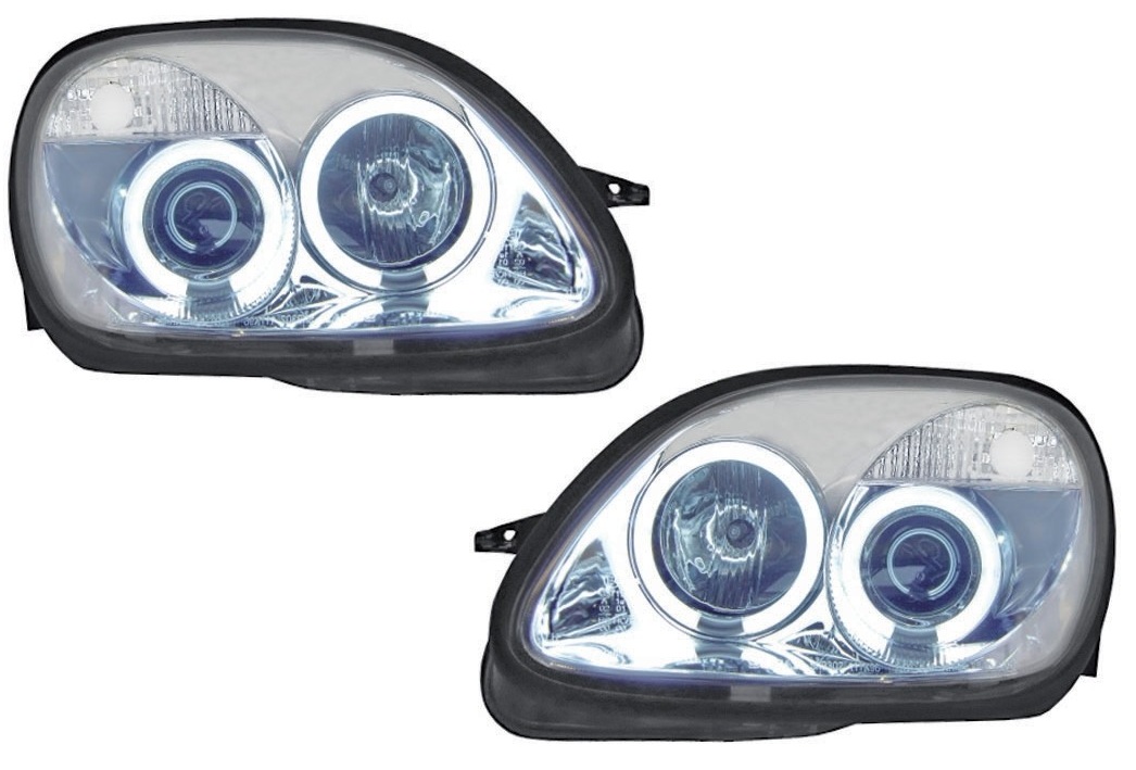 Headlights Mercedes SLK 96-04 H1+H1 Angel Eyes CCFL Chrome